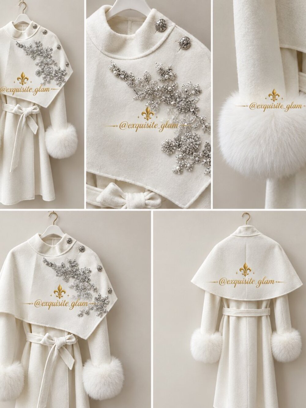 💎Luxury Wedding Jacket Coat Real Fur Couture Stylish Glamour Stroller Vest Cape
